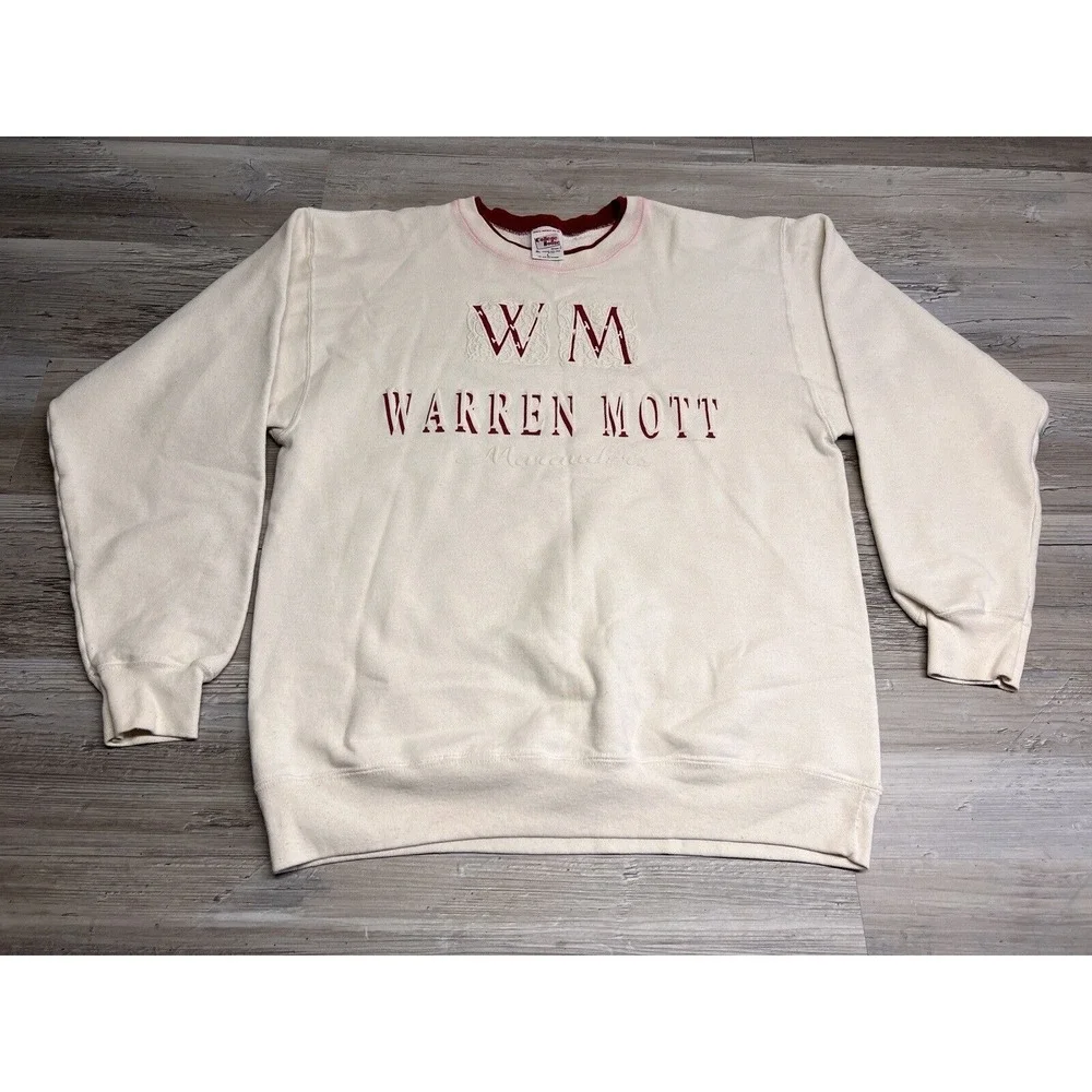 Vtg 90s School Crewneck Warren Mott Marauders Sweatshirt USA Made Double‎ Neck L